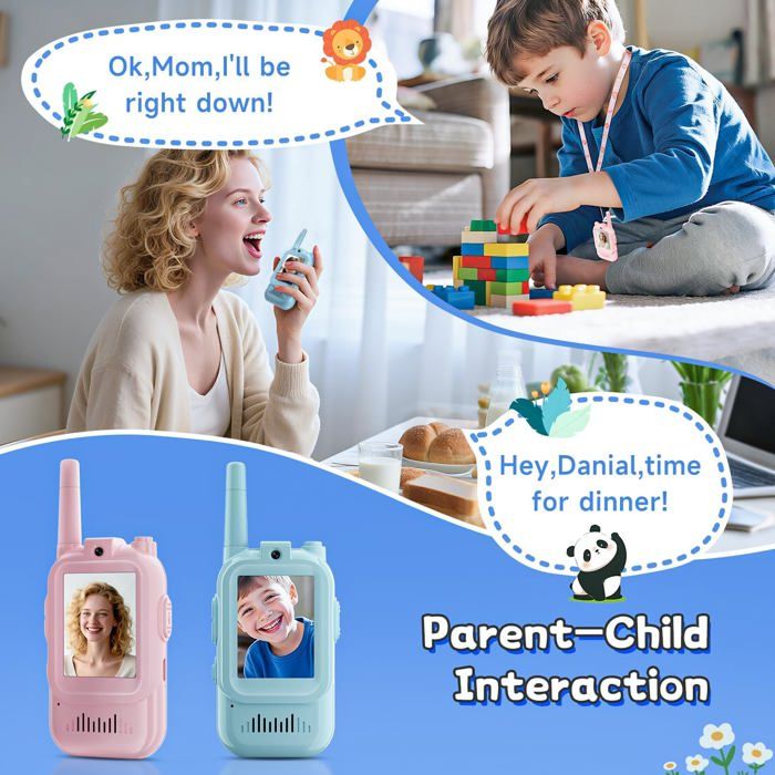 Talkie-walkie Vidéo Rechargeable Pour Enfants - Lot De 2 Avec Caméra HD Et WiFi