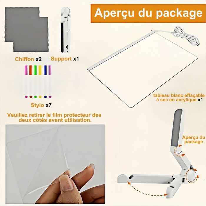 Tablette Lumineuse Dessin, Tableau Lumineux Message LED avec Interrupteur on/off,Tablette