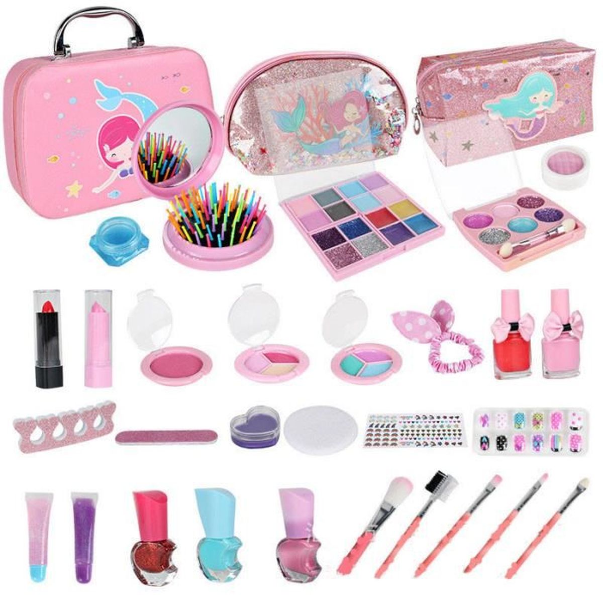 Learn2M Sac à Main Pour Tout Petits Filles Avec Accessoires,Maquillage Pour Enfants Portefeuille Un Téléphone Lunettes De Soleil Clés Cartes De Crédit Cadeau Pour Les Filles 3