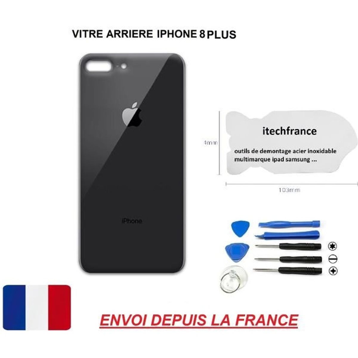 Vitre Arriere Noir Gris Sideral Iphone 8 Plus 5 5 Qualite Origine En Verre Coque Cache Batterie Double Face Adhesifs Et Kit Outils Cdiscount Telephonie