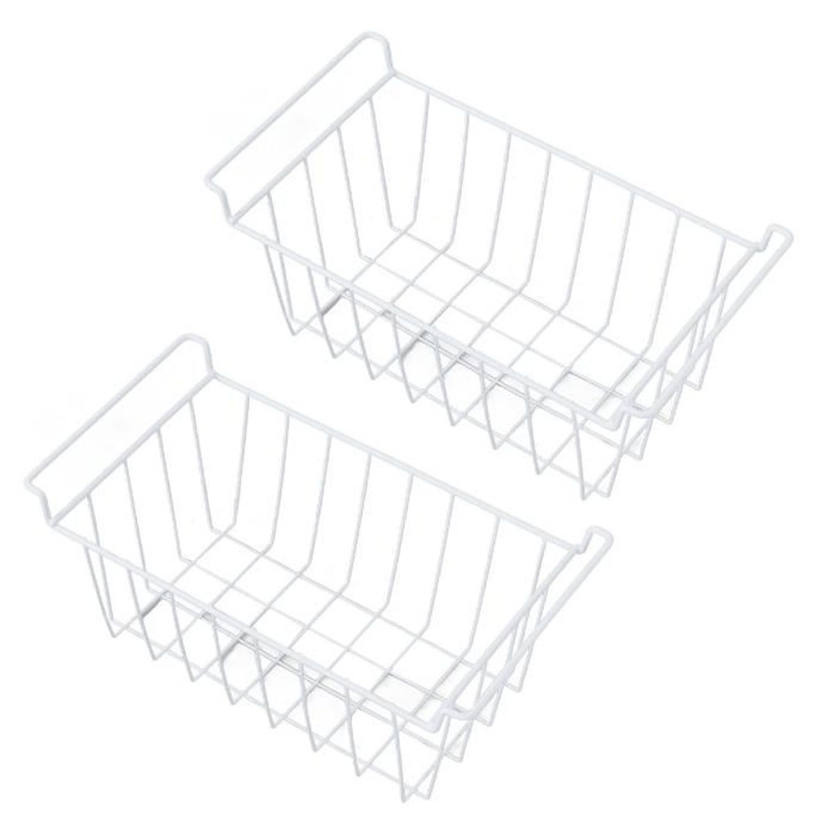 Panier Rangement RICOO En Fil Métallique Noir - Organisateur Étagère Cuisine Ou Bureau