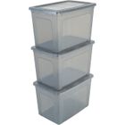 Iris Ohyama, Boite de Rangement Multi-Usages, 70L, Lot de 3, Gris, MCB-70