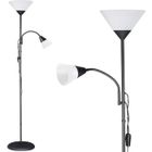 monzana Lampadaire simple avec liseuse 'Alissa' Noir hauteur 175 cm Lampe orientable sur pied Éclairage intérieur salon bureau