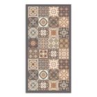 Tapis Vinyle Panorama Carreaux Ciments Marron 80x150 cm - Tapis pour Cuisine, Bureau et Salon en PVC