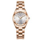 RMEGA Montre à quartz pour Femme , Etanche , Acier , Bracelet en Or Rose , Cadran Blanc , Cadeau de Noël , Saint Valentin