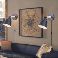 MOGOD 2Pcs Applique Murale Premium Vintage Lighting E27 Lampe en Métal/Bois Noir pour Chambre Cuisine Salon