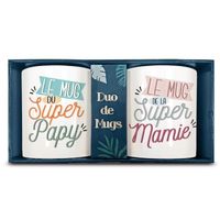 Coffret Duo de Mugs Super Mamie & Super Papy