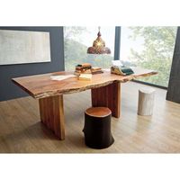 Table extensible 180-240x110cm - Bois massif d'acacia laqué (Noisette) - Design Naturel - FREEFORM #200