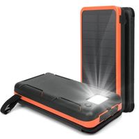 KNKA® 25000mAh Batterie Externe Solaire Portable Chargeur de téléphone Power Bank solaire avec la lumière-2 USB-1 Micro USB