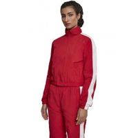 Veste de survêtement courte Urban Classics Short Striped Crinkle Track Jacket - Rouge/Noir