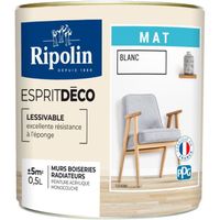 RIPOLIN Peinture murale Esprit déco multi-supports - 0,5 L - Blanc