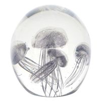 Presse-papier boule méduse en verre gris, phosphorescent, ornement de table élégant pour bureau, bureau, hall d'entrée, 12 cm