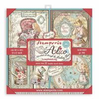 Set maxi de 22 feuilles de papier scrapbooking 'Alice in Wonderland and Through the Looking Glass' de Stamperia (30.5x30.5 cm)