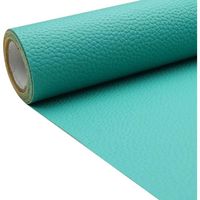 Tissu en cuir synthétique texture litchi bleu paon, 30 x 135 cm, 1,13 mm d'épaisseur, pour travaux manuels, couture, canapé, sac à