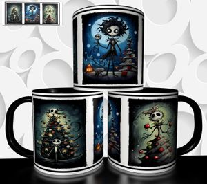 Mug Céramique Jack Skellington Et Sally - Blanc - Fait Main - Personnage Nuit Avant Noël