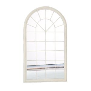 Grand Miroir Mural Décoratif Noir – Forme Arquée 96x56 Cm – Cadre Fer Forgé, Décoration Salon Ou Chambre
