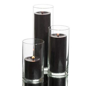 Richland Lot de 3/ Verre Eastland Cylindre de vases et 3 Bougies Pilier 7,6/ cm Noir