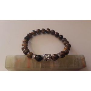 Bracelet Chapelet Pierre Naturelle Jaspe Gris /& Pierres Volcaniques Zénitude
