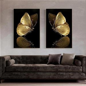 Tableau decoration murale salon décor noir doré plume toile peinture mur  Art abstrait ange ailes plume affiche 40x50cmx3 Sans Cadre - Cdiscount  Maison