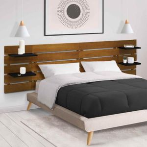 TÊTE DE LIT Tête de lit en bois vieilli avec étagères noires - IDMARKET - NINA - Contemporain - Design - Blanc
