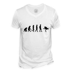 T-SHIRT T-shirt Homme Col V Evolution Yoga Meditation Bien
