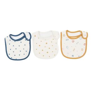 BAVOIR Bavoir en coton pour bébé - OMABETA - Modèle de géométrie - Absorption multicouches - Blanc - 20 x 25 cm