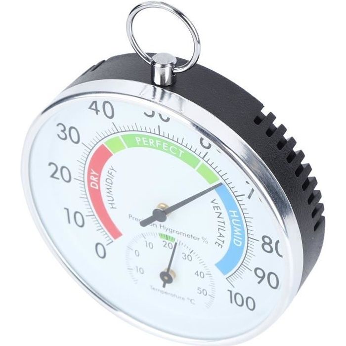 Thermomètre rond intérieur / extérieur gris en aluminium 7,2 x 16