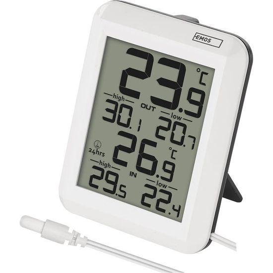 Thermomètre Hygromètre Intérieur EMOS – Pile CR2032 Incluse, Affichage °C/°F, Symbole Confort