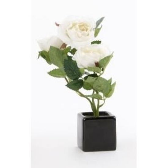 Fleur artificielle Rose blanche dans pot - 17 cm - Cdiscount Maison