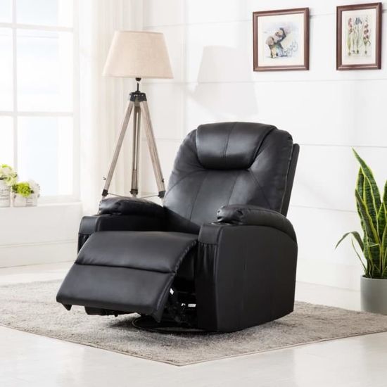 Haute qualité -Fauteuil à bascule de massage Chaise à bascule - Fauteuil Relaxation Noir Similicuir 46942