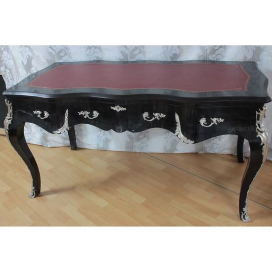 Bureau Baroque Imposant En Acajou, Couleur Bordeaux Et Doré, Provenance Château De Bordeaux - Excellent état, Dimensions 135x75x79 Cm
