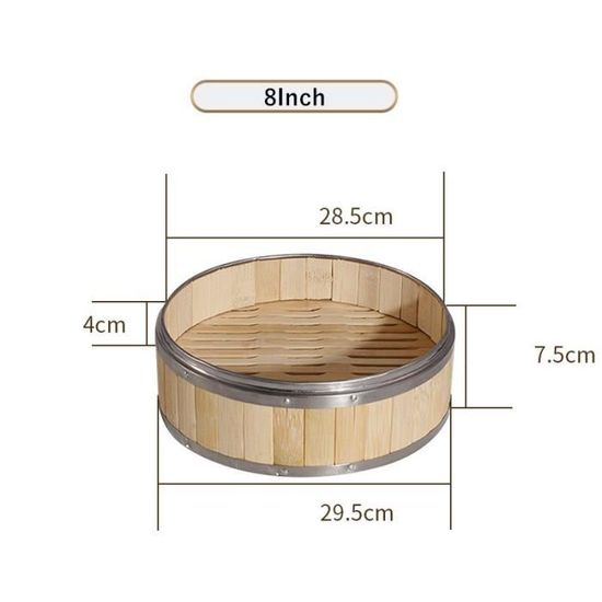 Siruishop Cuiseur Vapeur en Bambou avec Couvercles Ustensiles de Cuisine Cuisine Chinoise Asiatique 30cm 2 Couches
