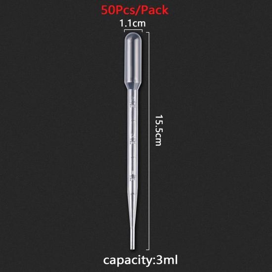 Lot 50 Pipettes En Plastique 3ml – Pipettes Transfert Précises Pour Huiles Essentielles, Maquillage & Labo