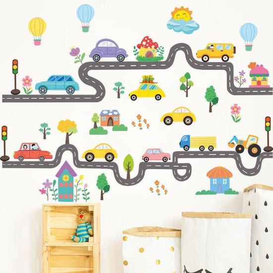 Stickers Muraux Véhicules Et Routes Pour Enfants - Décor Amovible Chambre, Salon - 30 Motifs Transports