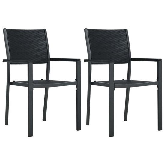 Chaises de jardin 2 pcs Noir Plastique Aspect de rotin  Cdiscount Jardin