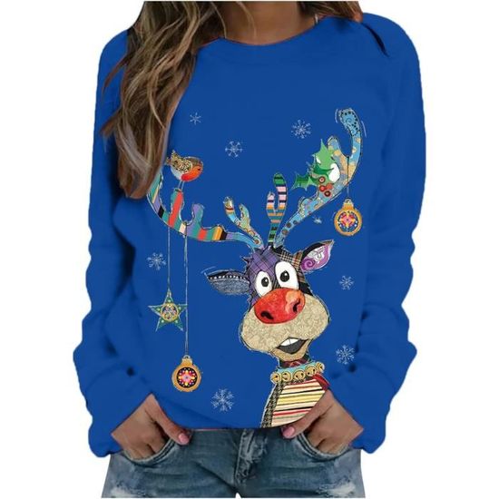 Sweat Noel Femme Pull Noel Rigolo Femme Hiver Pull Noel Femme Drole Pull De Noel Femmes Pull Noel PULL CHANDAIL Bleu Bleu Cdiscount Pret a Porter