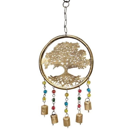 Carillon à Vent Noël Vintage Perles Colorées - Décoration Suspendue Intérieur Extérieur 40cm