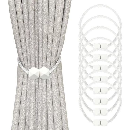 4 Attaches Rideau Magnétiques – Embrasses Réglables En Polyester, Fixation Aimantée – Pour Salon, Chambre, Bureau