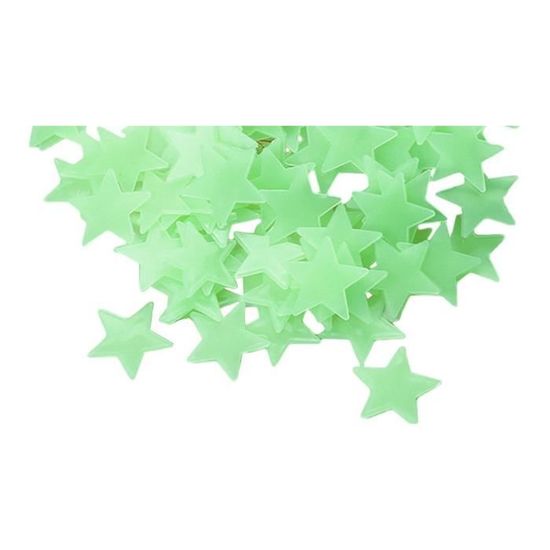 100 Pcs Autocollant Mural Brillant Enfants forme d'étoile mignonne Autocollant pour chambre décoration de La Maison (vert) M2198