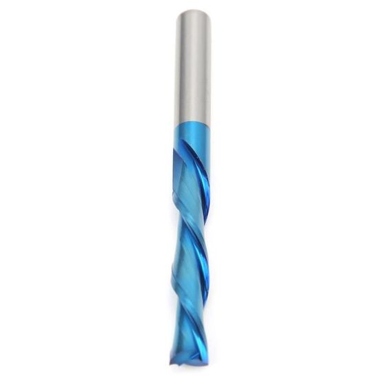 Fraise à Bout Plat 2 Cannelures – Tige 6 Mm, Revêtement Nano Bleu, Carbure, Pour CNC, Router, Plastique, Bois - 3