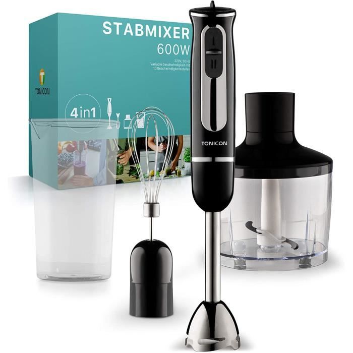 Mixeur plongeant 4 en 1 premium hb103c [600] watt mixeur plongeant puissant [10] vitesses