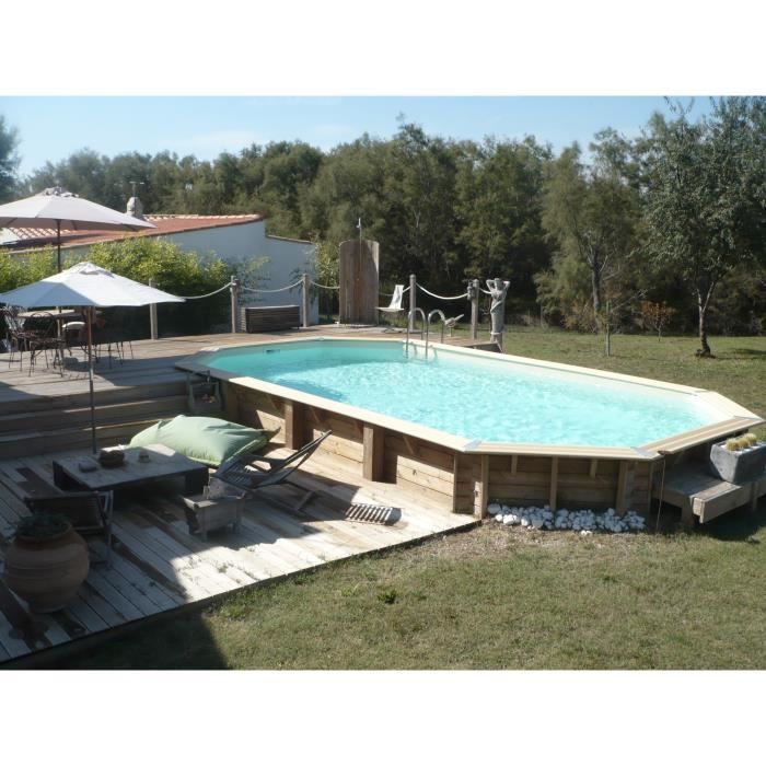 UBBINK Piscine bois Océa 470x860 H130cm - Liner Beige - Hors sol, semi enterrée ou enterrée - Garantie 15 an
