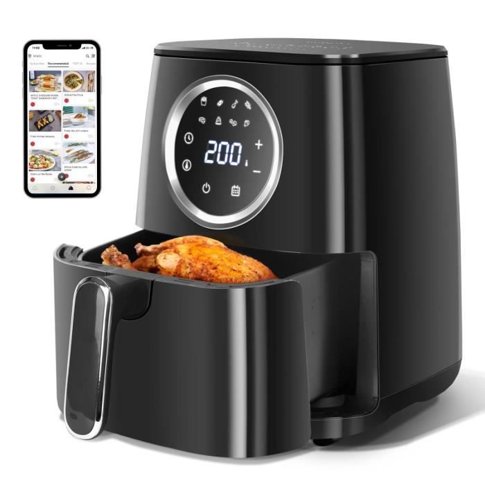 Aigostar Odin - Friteuse à air chaud 0% BPA. 1400W, capacité de 4.2L. 8 menus préprogrammés et mode manuel. Écran LED tactile.