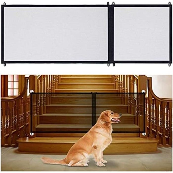Barrière de Sécurité Chien, Domestique pour Escalier Cuisine Portable Pliable Installer n'importe Où,Noir (180 x 72cm)