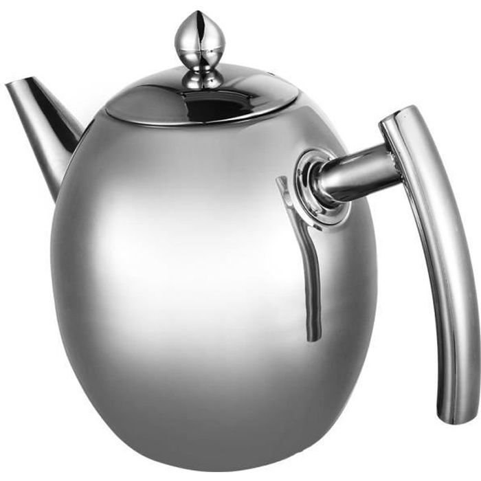 1L Bouilloire / théière en acier inoxydable avec filtre--TIP