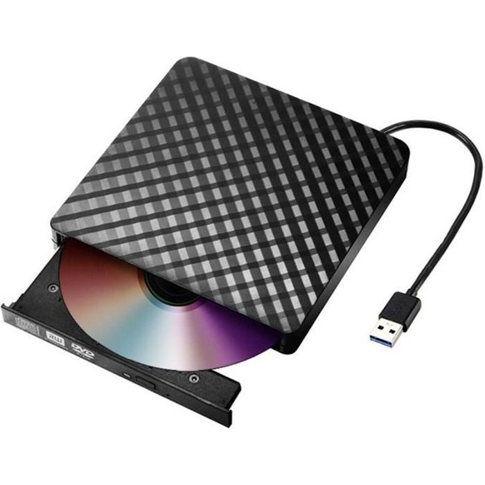 Graveur Lecteur de DVD externe USB 3.0 haute vitesse Lecteur de CD-DVD-RW Noir