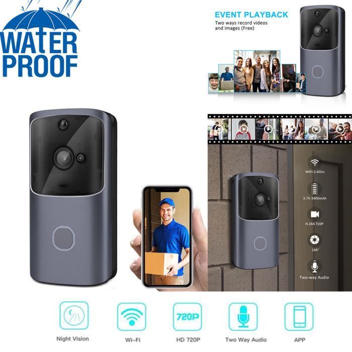 Sans fil WiFi DoorBell Smart Video Phone Interphone visuel Sonnette Caméra sécurisée_SLL90306003