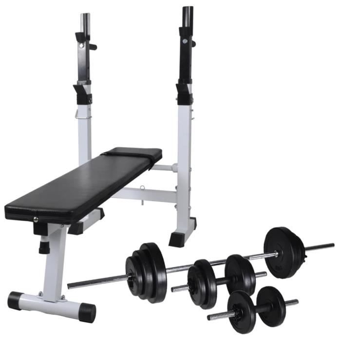 Banc d'entraînement Banc de Musculation avec support de poids jeu d'haltères 30,5kg