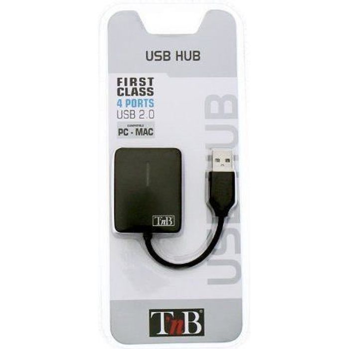 T'NB HUB USB 2.0 - 4 ports - Gamme First - Noir
