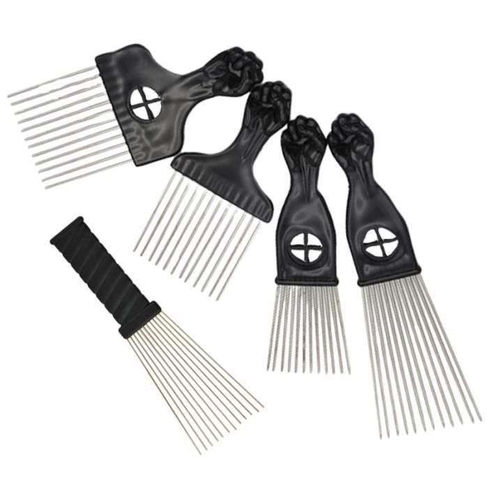 Paquet de 5 brosses à cheveux de râteau à poignée en plastique de style peigne à dents larges pour adultes femmes hommes